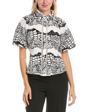Gracia Print Floral Blouse - White
