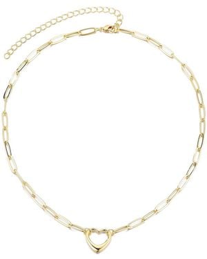 Adornia 14K Plated Paperclip Chain Outline Heart Necklace - Natural