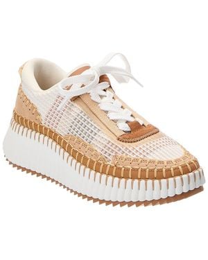Chloé Nama Canvas & Suede Trainer - White