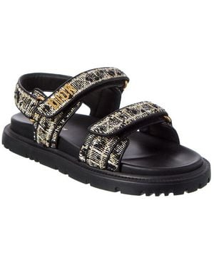 Dior Act Tweed & Leather Sandal - Black