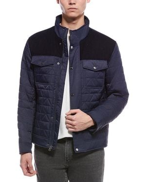 Cole Haan Box Triangle Quilted Wool-Blend Jacket - Blue
