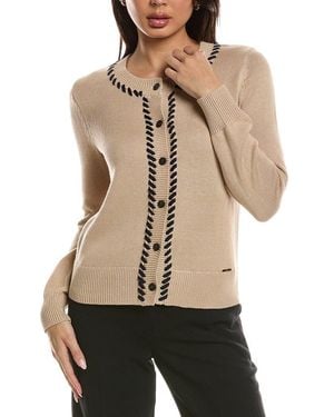 Tahari Elie Tahari Whipstitch Cardigan - Natural