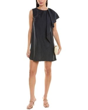 Alpha Studio Linen-Blend Shift Dress - Black