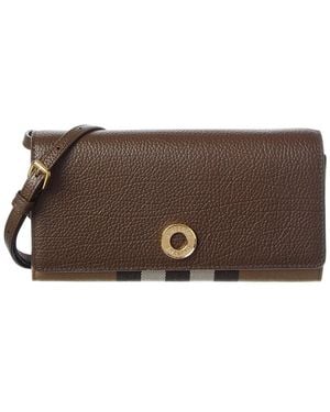 Burberry Check Canvas & Leather Crossbody - Brown