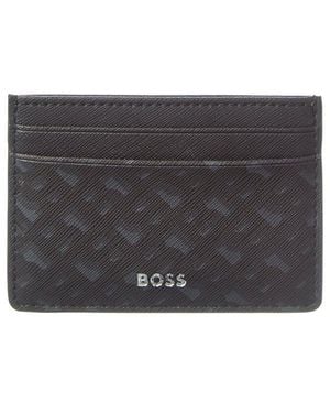 BOSS Zair Leather Card Case - Grey
