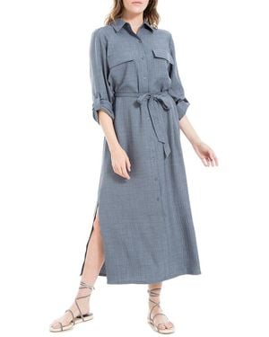Max Studio Maxi Shirt Dress - Blue