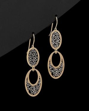 Italian Gold 14k Two-tone Filigree Drop Earrings - Black
