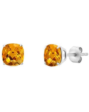 MaxColor Silver 1.55 Ct. Tw. Citrine Studs - Orange