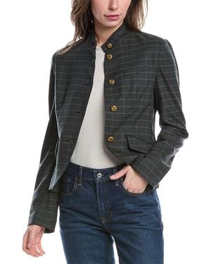 Rag & Bone Slade Cropped Plaid Wool-Blend Blazer - Grey
