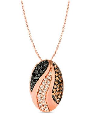 Le Vian Le Vian Chocolate Layer Cake 14k Rose Gold 1.00 Ct. Tw. Diamond Pendant Necklace - White
