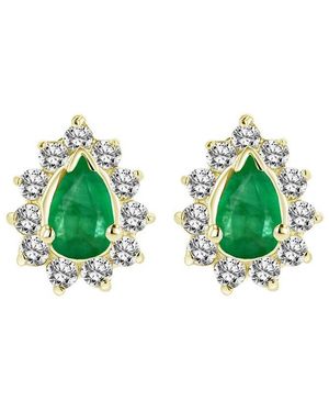 LEVARON 14K 0.70 Ct. Tw. Diamond & Emerald Earrings - Green
