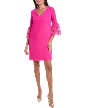 Joseph Ribkoff Lace Bell-Sleeve Shift Dress - Pink