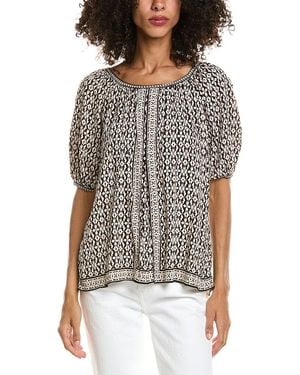 Max Studio Scoop Neck Puff Sleeve Blouse - Gray