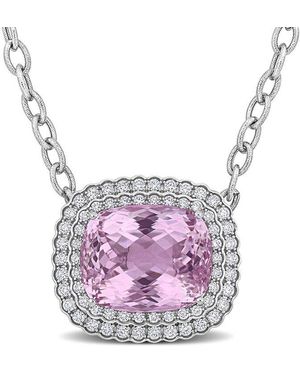 Diamond Select Cuts 14K 41.98 Ct. Tw. Diamond & Kunzite Pendant - Pink