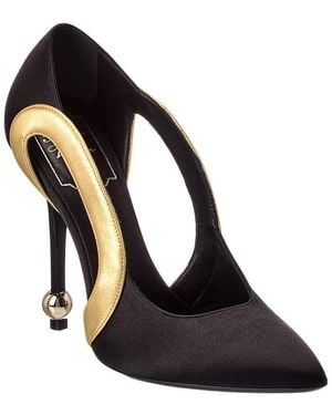 Roger Vivier Satin & Leather Pump - Black