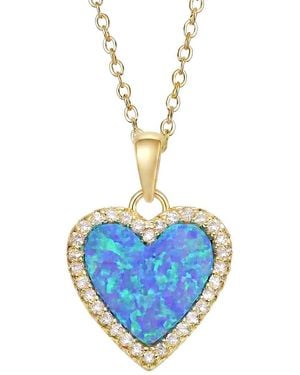 Rachel Glauber 14K Plated Cz Pendant Necklace - Blue