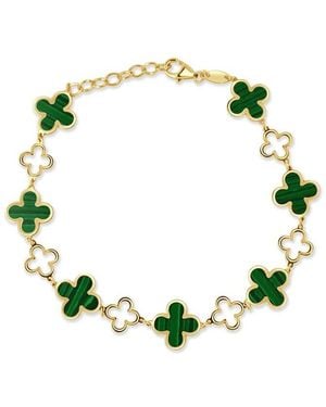 Italian Gold 14K Malachite Station Chain Bracelet - Green