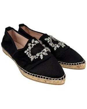 Roger Vivier Satin Embellished Espadrille (Authentic Pre-Loved) - Black