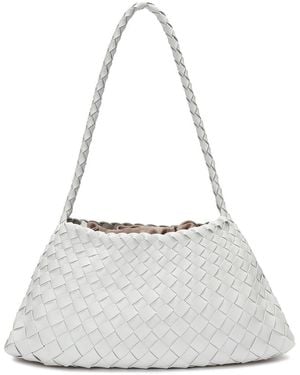Tiffany & Fred Paris Hand-Woven Leather Shoulder Bag - White