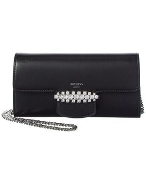 Jimmy Choo Bing Leather Wallet On Chain - Black