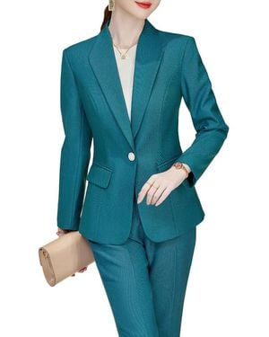 Bossy Chic 2Pc Blazer & Pant Set - Blue