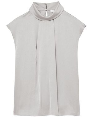 Reiss Dania High Neck Shell Top - Gray