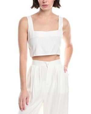 La Porte Loose Linen-Blend Tank - White
