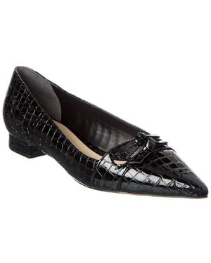 Alexandre Birman Kate Croc-Embossed Patent Flat - Black