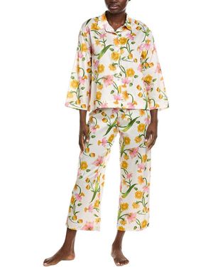 Natori Solene Cotton Sateen Notch Pj Set - Metallic