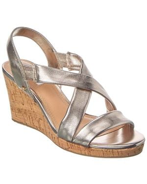 Dune Kamies Leather Wedge Sandal - Metallic
