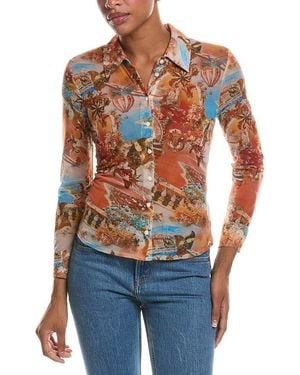 L'Agence Dani 3/4 Sleeve Silk Blouse - Blue