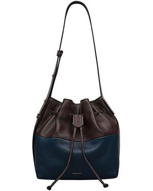 Radley York Mews Colourblock Medium Drawstring Leather Shoulder Bag - Black