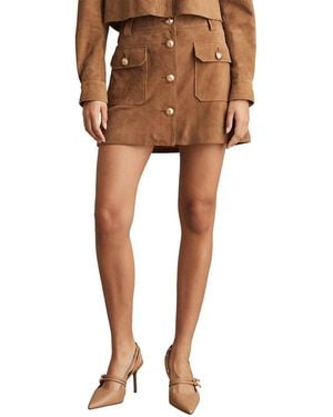 Reiss Connie Leather Mini Skirt - Brown
