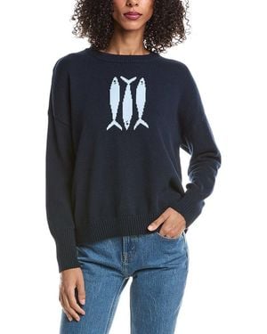 Vince Camuto Sardine Motif Crewneck Jumper - Blue