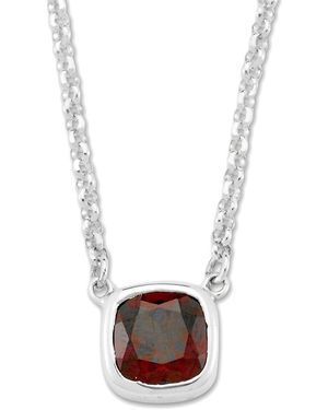 Samuel B. Silver Garnet Solitaire Necklace - White