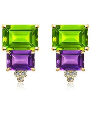 Kai Fine Jewelry 14K 6.53 Ct. Tw. Diamond & Gemstone Stud Earrings - Green