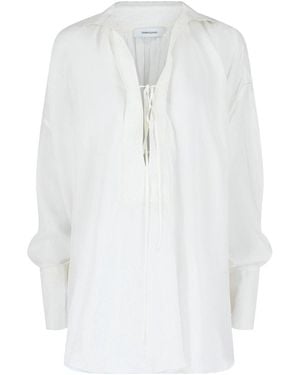 Ferragamo Silk-Blend Tunic Top - White