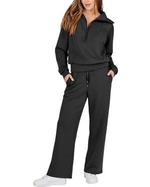 BELLA DESERT 2Pc Sweatshirt & Pant Set - Black