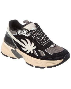 Palm Angels 4 Leather & Mesh Sneaker - Black