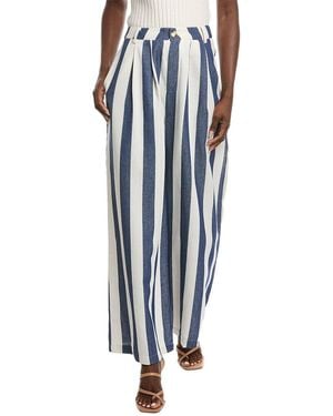 Gracia Stripped Wide Leg Pant - Blue