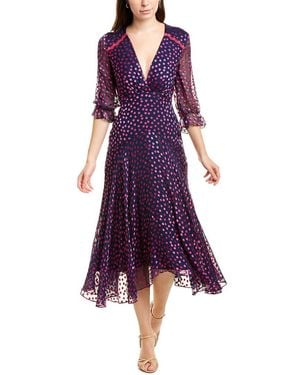 Saloni Edith Silk-Blend Midi Dress - Purple