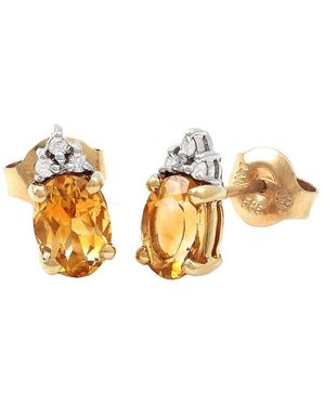 Gemstones 1.46 Ct. Tw. Diamond & Citrine 14K Earrings - Metallic