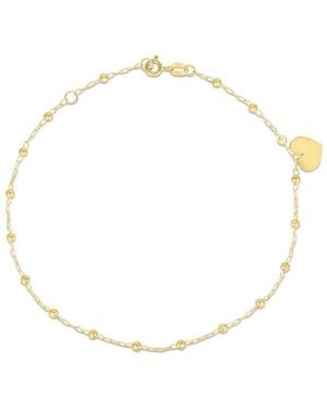 Italian Gold 14K Bead Chain Anklet - Natural