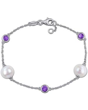 Rina Limor 0.69 Ct. Tw. Gemstone & 8.5-9Mm Pearl Bracelet - White