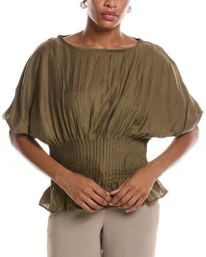 Estellina Pleated Top - Brown