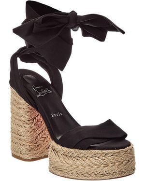 Christian Louboutin 130 Canvas Wedge Sandal - Black