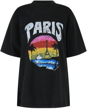 Balenciaga Medium Fit Paris Tropical T-Shirt - Black