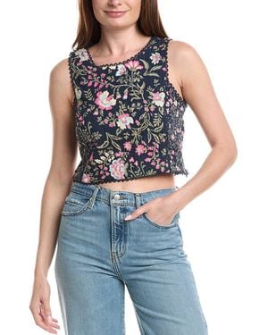 Ellen Tracy Challis Floral Top - Blue