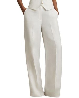 Reiss Lori Wide Leg Linen-Blend Trouser - Gray