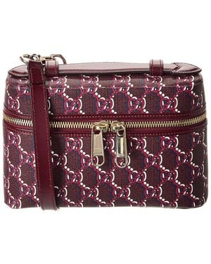Gucci Gg Shadow Canvas & Leather Super Mini Satchel - Purple